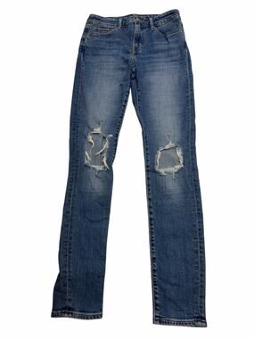 LEVI’S 721 Women’s 26 HIGH RISE SKINNY Blue Jeans Knee Holes